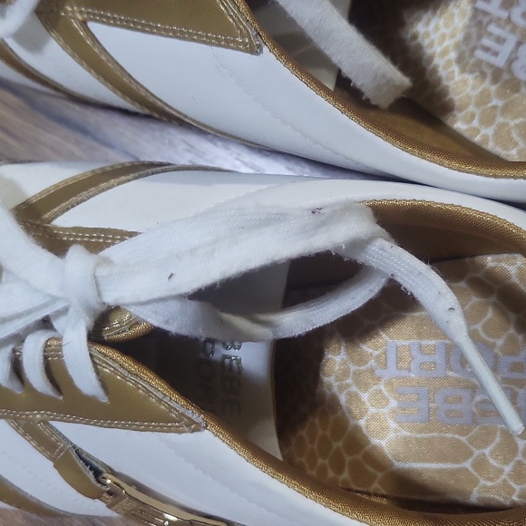 BEBE SPORT white & gold Tennis Shoes - Picture 9 of 10